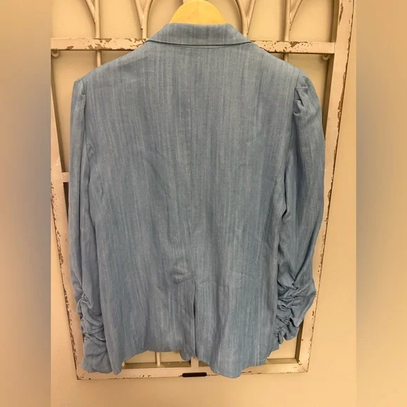 Generation Love Light Blue Ruched-Sleeve Blazer - Picture 2 of 5